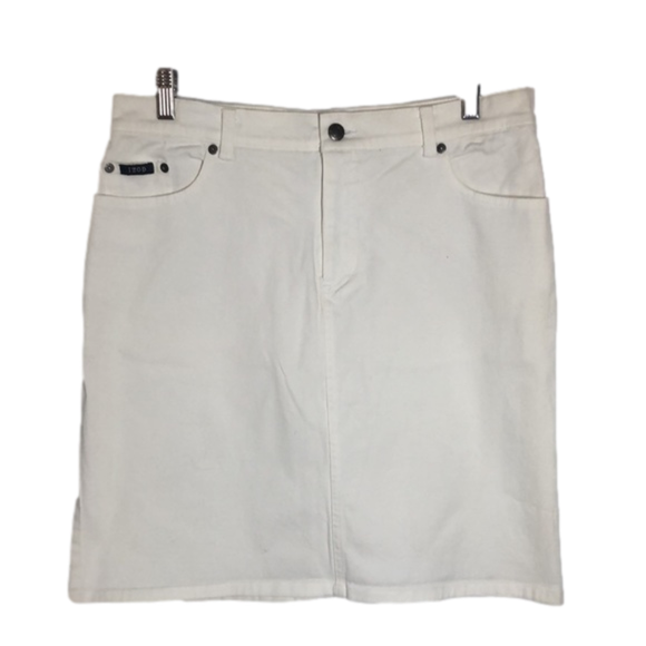 Izod Dresses & Skirts - IZOD White Jean Skirt, Size 10, In Good Condition.